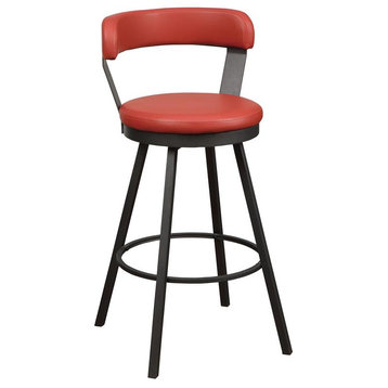 Lexicon Appert Metal Pub Height Swivel Stools in Dark Gray/Red (Set of 2)