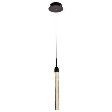 Champagne Bubble Crystal Rod Light Fixture, Dark Brown Hardware