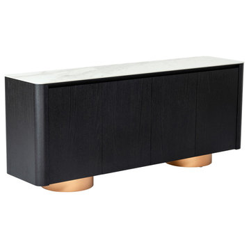 Modrest Peak Modern White Ceramic/Black Oak/Rosegold Buffet