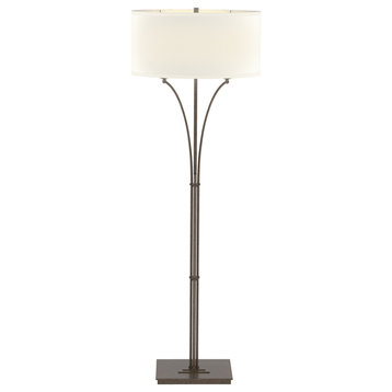 Contemporary Formae Floor Lamp, Bronze, Flax Shade
