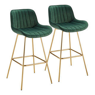 Art Leon Set of 2 Yellow Brown Swivel Adjustable Height Bar Stool in the  Bar Stools department at