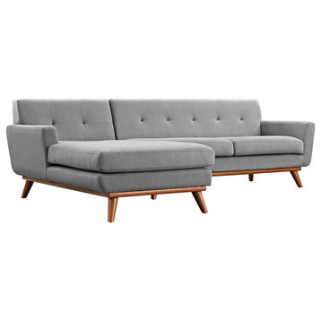 Engage Left-Facing Upholstered Fabric Sectional Sofa, Expectation Gray
