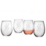 Susquehana Glass Company - Apollo Stemless Wine Glasses, Set of 4 - Versatile enough for water, wine and juice, each stemless tumbler in this set of four features the same deeply sand etched design. The stemless shape means they're dishwasher safe and less prone to breakage than their stemmed counterparts. Dishwasher safe. Made and decorated in the USA.