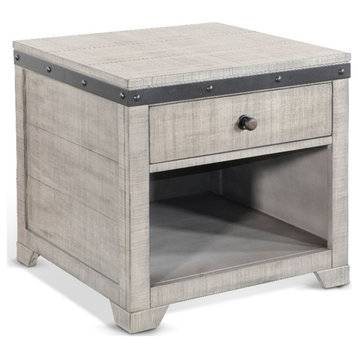 Sunny Designs Traditional Mahogany Wood End Table in Alpine Gray