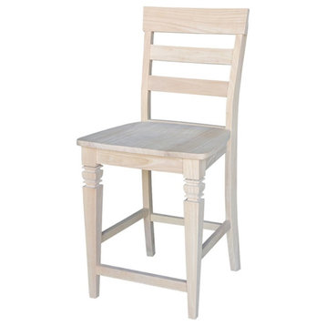 International Concepts Java Wood Counter Height Barstool in Unfinished