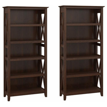 Key West 5 Shelf Bookcase Set in Bing Cherry - Engineered Wood