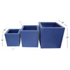Set of 3 Modern 16, 20, and 24" Blue Metal Planters