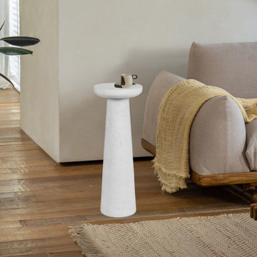 White Marble Round Accent Table