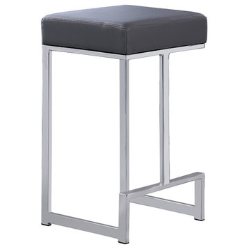 Jakob Backless 25" Counter Height Stool, Stainless Steel, Set of 2, Gray