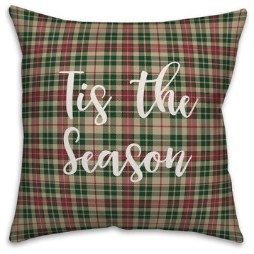 Twas The Nght Before Christmas, Tartan Plaid 18x18 Throw Pillow Cover
