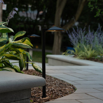 Front Entrance Transformation with Retaining Walls & Lighting