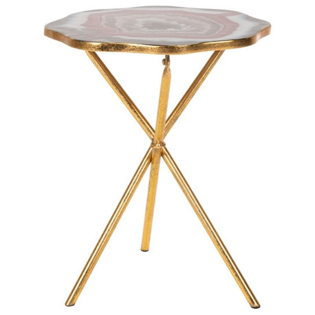 Hadley Faux Agate Side Table Multi/Gold