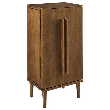 Linon Livi 7-Drawer Wood Jewelry Armoire with Flip Top in Brown