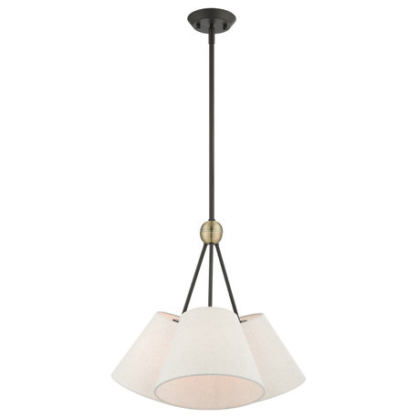 Livex Lighting Prato 3 Light Bronze With Antique Brass Accents Chandelier