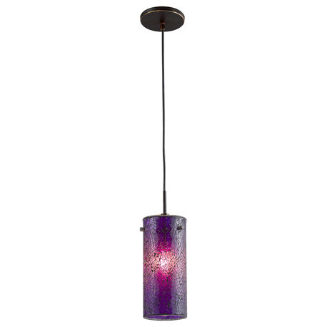 Eclipse 1-Light Mini Pendant, Bronze, Mosaic Purple