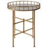 Elegant Textured Gold Tall Round Accent Table, Tray Top Bar Cocktail Metal