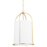 Hudson Valley - Hudson Valley Orlando 1 Light Lantern 4816-AGB, Aged Brass - Orlando's smooth curves, rounded linen shade and soft symmetry reimagine the traditional lantern pendant. Light fills the white linen shade with a soothing glow that will bring a sense of calm to any space. Available in three sizes and 2 finishes.