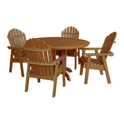 Highwood - Highwood Adirondack Hamilton 5pc Round Dining Set - AD-DNA48, Toffee - Outdoor Dining Sets