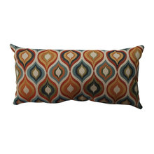 Orange gray blue pillows fam rm