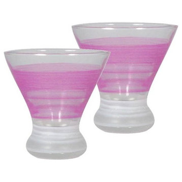 Retro Stripe Pink Cosmopolitan Glasses, Set of 2