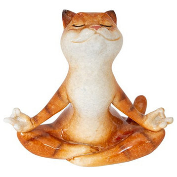 Decorative Polystone Figurine Decor - Cat Meditating Pose