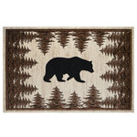 Mayberry Rugs - Tacoma Tranquil Bear Ivory/Gray Lodge Area Rug, 5'3"x7'3" - Hand carved luxury defines this beautiful area rug! The rug features thick frieze yarn that is then carved along some of the design to give it texture. This beautiful lodge bear rug will go great with any rustic decor in a home or rustic cabin. This is power loomed in Turkey out of polypropylene fibers that are ultra durable and easy to clean. To wash, wipe with a damp rag and mild detergent when neccessary.