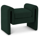 Meridian Furniture - Stylus Boucle Fabric Upholstered Bench, Green, 31.5" Wide - Lend a contemporary touch to your home with this green boucle bench from Meridian Furniture's Stylus collection. Featuring a unique design upholstered in rich green boucle fabric, this bench is as original as it is comfy. Curved arms provide a resting place so your arms won't get tired while you sit and visit, watch TV, or read a book. This stunning bench is the perfect addition to any modern living space.