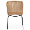Lampman Outdoor Boho Wicker Dining Chair, Set of 2, Light Brown/Black