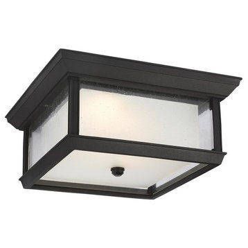 Feiss McHenry 2-Light Outdoor Flush Mount OL12813TXB-L1, Textured Black