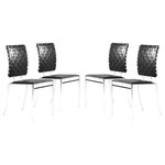 Zuo Modern - Criss Cross Dining Chair (Set of 4) Black - With three height choices, the Criss Cross works in any decor setting, modern or transitional. It has 100% Polyurethane back straps and a flat seat with a chrome steel tube frame.