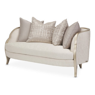 Michael Amini Malibu Crest Chenille Sofa - Honey/Dark Espresso