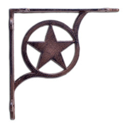 Import Wholesales - Decorative Shelf Bracket, Rustic Star, Rust Brown Cast Iron, 7.375" - Brackets