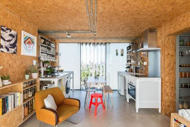 Design ideas for a small industrial kitchen in London.