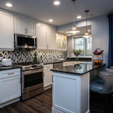 Transitional Kitchen Remodel | White Shaker Cabinets & Mosaic Tile Accents