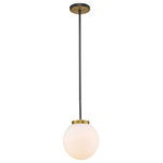 Z-LITE - Z-LITE 477P10-MB-OBR 1 Light Pendant, Matte Black + Olde Brass - Z-LITE 477P10-MB-OBR 1 Light Pendant,Matte Black + Olde Brass The Parsons collection of mid-century modern inspired fixtures, blended with contemporary design are finished in black with brushed nickel accents and clear glass, or black with brass accents and matte opal glass. With a multitude of shapes and sizes, and two finish options, the Parsons collection is on trend with today�s designs.Style: Modern, Transitional, Mid-century, RetroFrame Finish: Matte Black + Olde BrassCollection: ParsonsShade Finish/Color: OpalFrame Material: SteelShade Material: GlassActual Weight(lbs): 5Dimension(in): 10(W) x 94.5(H)Chain/Rod Length(in): Rods: 6x12"+ 1x6" + 1x3"Cord/Wire Length(in): 110"Bulb: (1)60W Medium Base(Not Included),DimmableUL Classification: CUL/cETLuUL Application: Dry