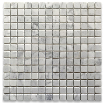 Tumbled Carrara White Marble 3/4x3/4 Square NonSlip Shower Tile Venato, 1 sheet