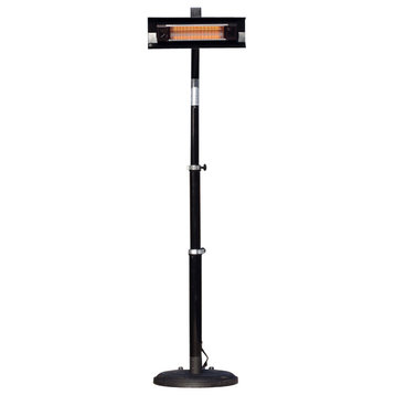 Telescoping Offset Pole Mounted Infrared Patio Heater, Black Powder Coated Steel