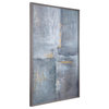 Oversize Modern Industrial Gray Gold 62" Painting | Navy Black White Abstract