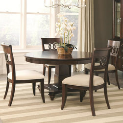 Coaster Alyssa 5-Piece Round Walnut Dining Table and Side Chair Set - Dining Sets