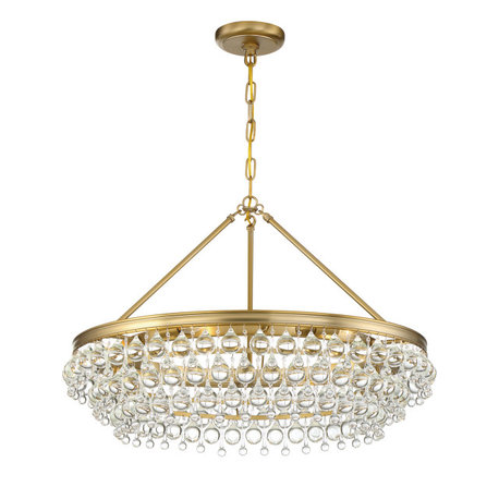 Calypso 6 Light Crystal Teardrop Vibrant Gold Chandelier