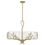 Golden Lighting - Calla 6-Light Chandelier, White Gold With Hammered Water Glass - Tastefully convey your love of nature with the beautiful Calla Collection. Decorative elements like Hammered Water Glass and plant-like metal details take center stage in the transitional design. Choose between contemporary Natural Black or sophisticated White Gold.