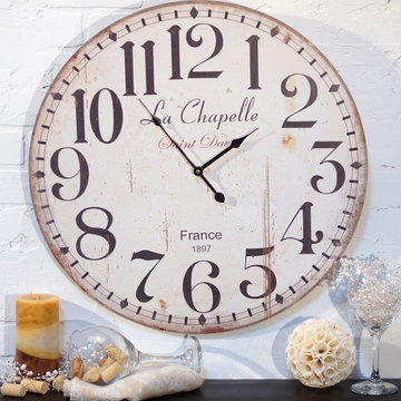 Large Round White Wall Clock