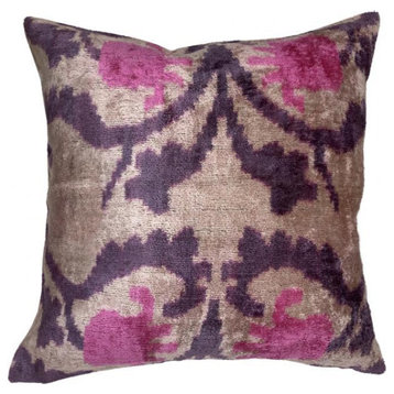 Canvello Handmade Turkish Multi Colors Velvet Silk Pillow 16''x16''