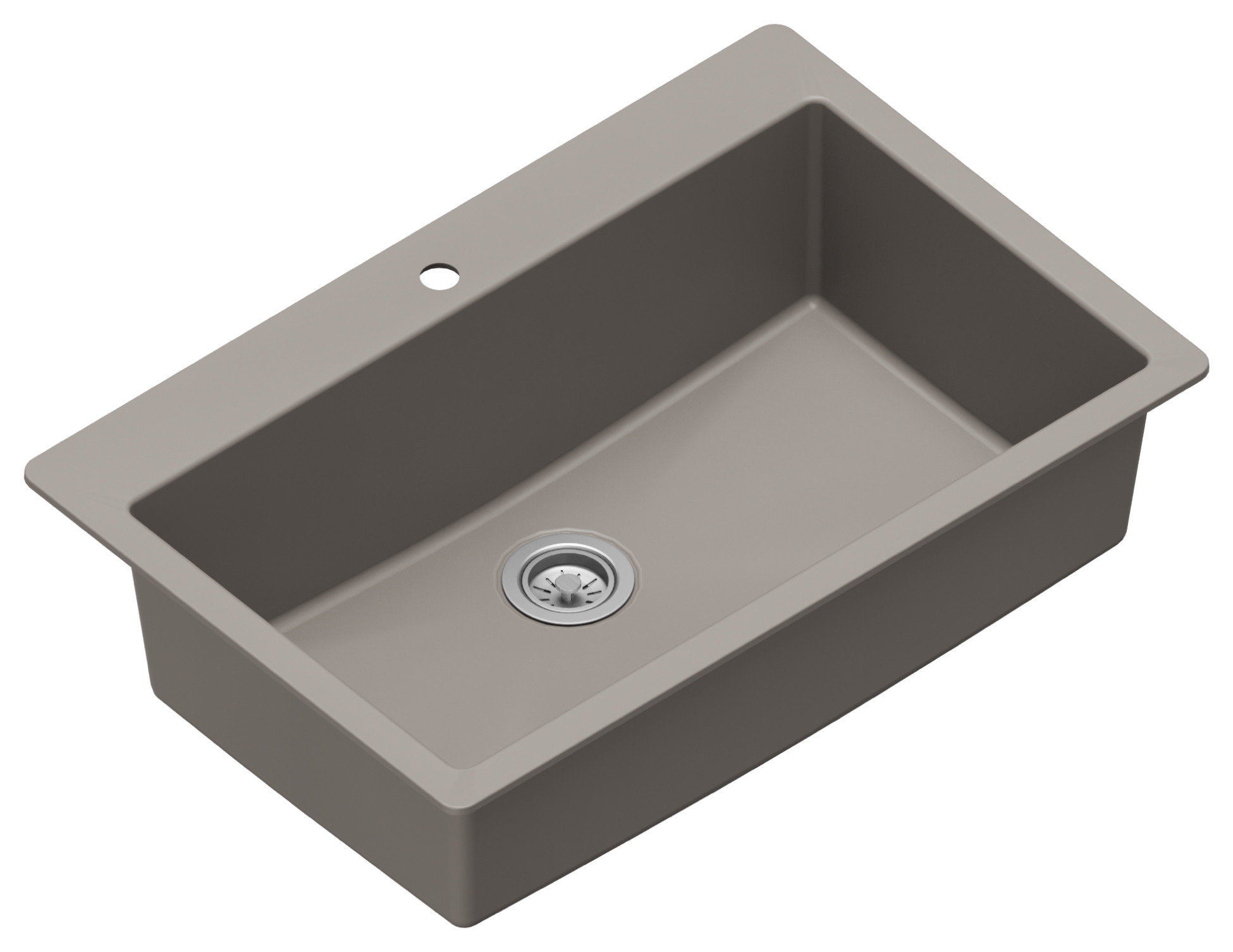 Karran QT-812 Top Mount 33" Large Single Bowl Quartz Kitchen Sink, Concrete