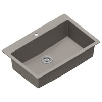 Karran QT-812 Top Mount 33" Large Single Bowl Quartz Kitchen Sink, Concrete