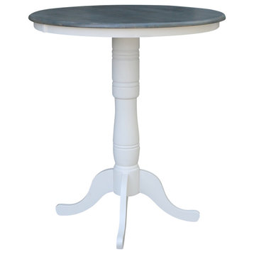 36" Round Top Pedestal Table, White/Heather Gray