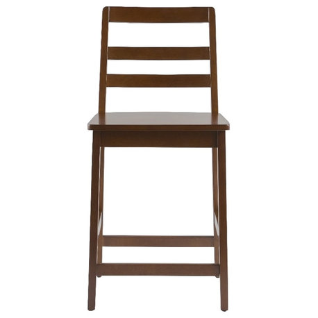 Walker Edison Modern Solid Wood Ladder-Back Counter Stool - Set of 2 - Walnut