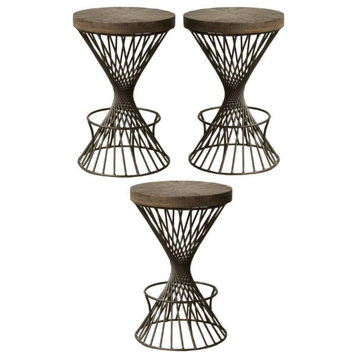 Home Square Backless Non-Swivel Counter Stool in Dark Pewter - Set of 3
