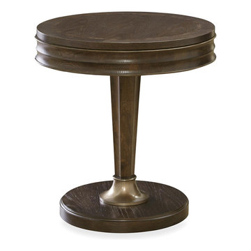 California Rustic Oak 1 Drawer Round End Table
