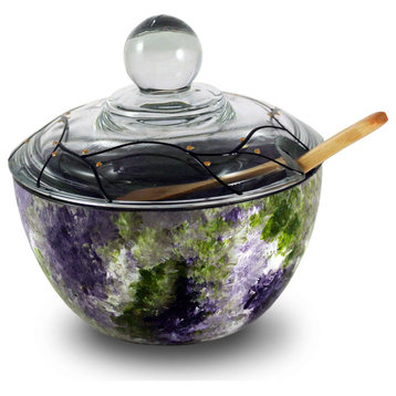 Handcrafted Glass Lidded Bowl, Lavender Field